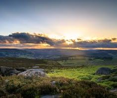 Cozy living room with a brown leather sofa, wooden coffee table, and a large wall art.